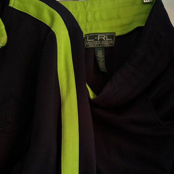 Ralph Lauren Active Set Zip Track Jacket-XL & Pants-L NavyBlue Lime Green w Logo - Picture 3 of 8